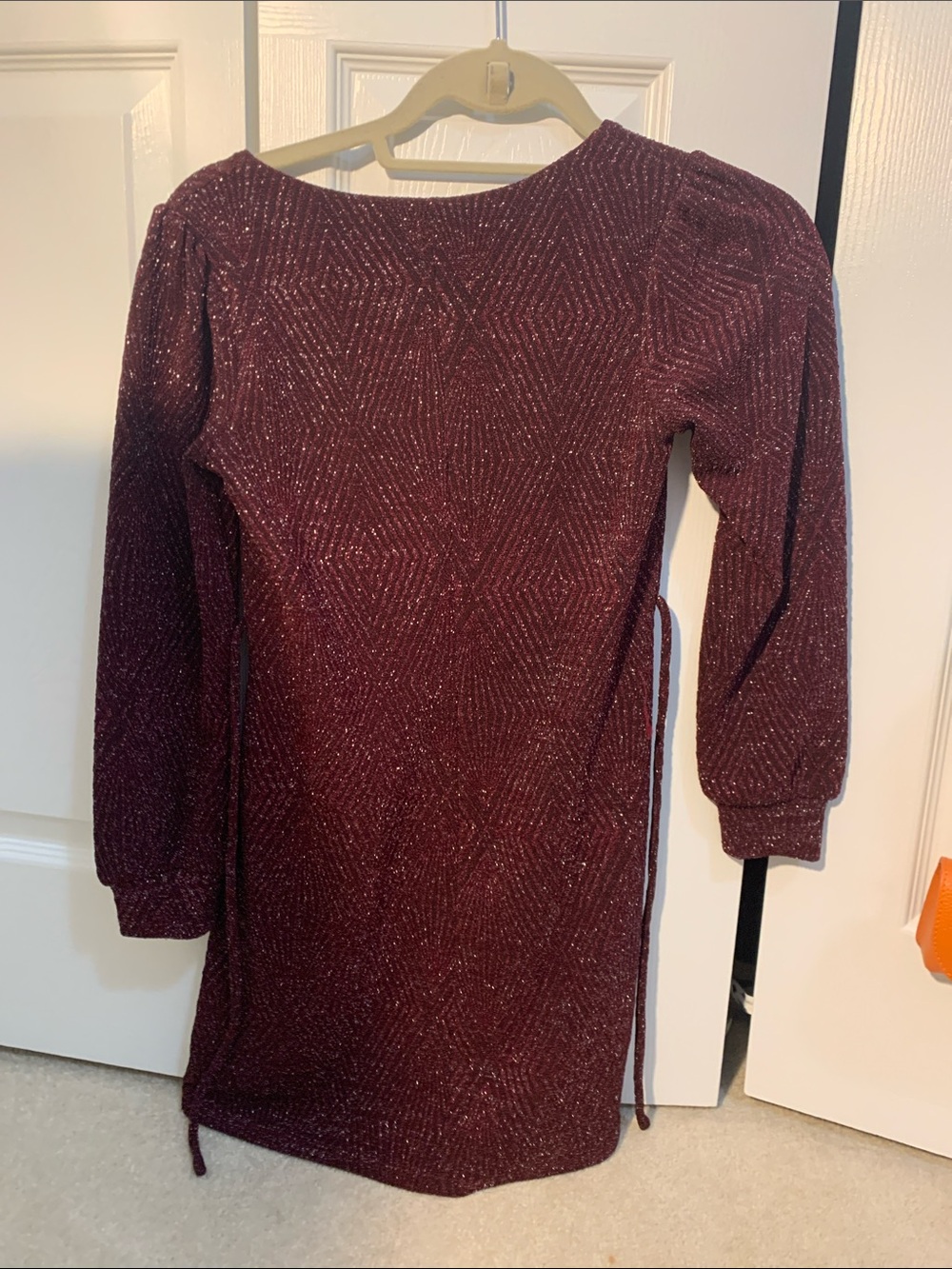 Speechless  sparkling  Sweater Dress in Burgundy